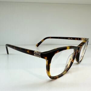 NEW MIU MIU Womens Eyeglasses Brown Panto Square Honey Havana Full Rim Frames
